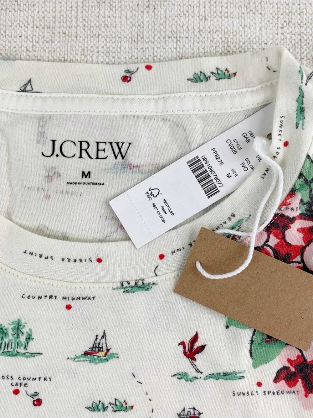 J Crew New Broken-in jersey relaxed-fit map graphic T-shirt short sleeve floral